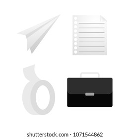 Modern flat icons vector collection in stylish colors of business elements, office equipment and marketing items. Isolated on white background. 