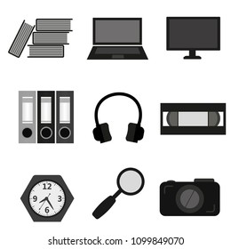Modern flat icons vector collection of web design objects. Isolated on white background. black and white
