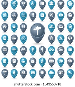 Modern flat icons vector collection in stylish colors of web design objects, business, office and marketing items.
