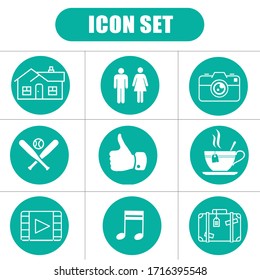 Modern flat icons vector collection in stylish colors of business elements, office equipment and marketing items. Isolated on white background.