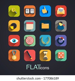 Modern flat icons vector collection with long shadow effect. Vector