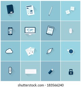 Modern flat icons vector collection with shadow for Web and Mobile 