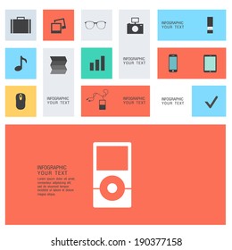 Modern flat icons vector collection with long shadow effect in stylish colors of web design objects, business, office and marketing items. Isolated on white background.