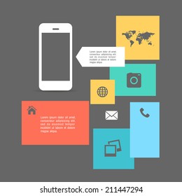 Modern flat icons vector collection with long shadow effect in stylish colors of web design objects, business, office and marketing items. Isolated on white background.
