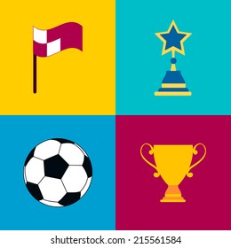 Modern flat icons vector collection of soccer, ball, awards