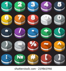 Modern flat icons vector collection with long shadow effect in stylish colors of web design objects, business, office and marketing items. Isolated on white background.