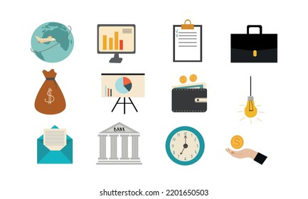 Modern flat icons vector collection with business icon elements. 