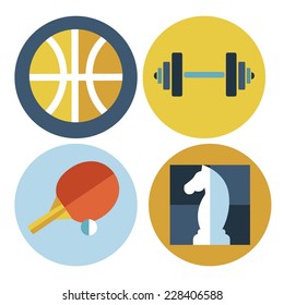 Modern flat icons vector collection in stylish colors of different elements on game design and development theme. Isolated on white background.  