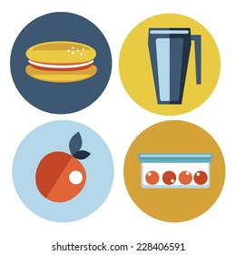Modern flat icons vector collection in stylish colors of different elements on game design and development theme. Isolated on white background.  