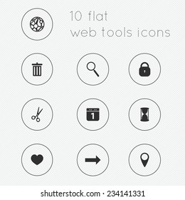 Modern flat icons vector collection of web tools theme. Isolated on white background.