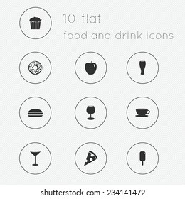 Modern flat icons vector collection of food and drink theme. Isolated on white background.