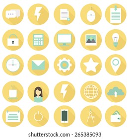 Modern flat icons vector collection of business elements, office equipment and marketing items.