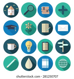 Modern flat icons vector collection of business elements, office equipment and marketing items