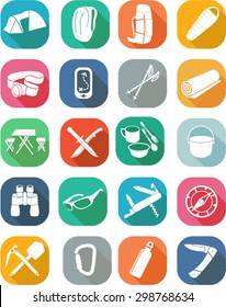 Modern flat icons vector collection set of different outdoor gear