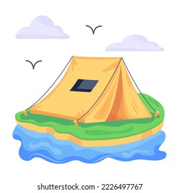 Modern flat illustration of beach cottage 