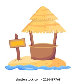 Modern flat illustration of beach cottage 