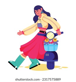 Modern flat illustration of bike rider 