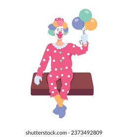 Modern flat illustration of clown performance 