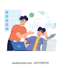 Ilustración plana moderna que representa el estrés laboral 