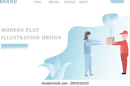 modern flat illustration design delivery box for website