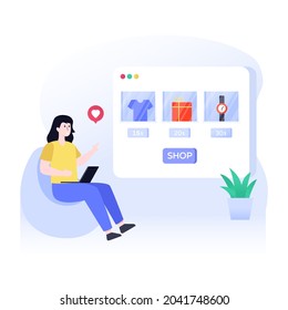 Modern flat illustration design of online shopping