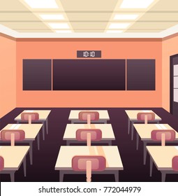 Modern flat illustration. Education background. Empty school classroom. Classroom interior. Meeting room