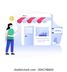 Modern flat illustration of eshop, internet shopping 
