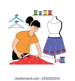 A modern flat illustration of fashion designer, ready to use vector