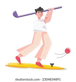 Modern flat illustration of golf swing 