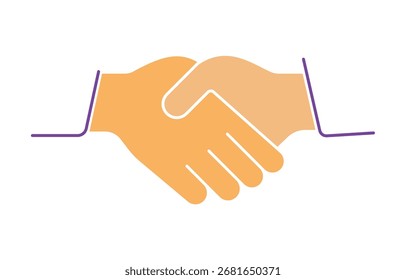 Una ilustración plana moderna de un apretón de manos. Este ícono simple y colorido simboliza un Acuerdo de negocios, una sociedad, un trabajo en equipo o un acuerdo exitoso. Gráfico aislado
