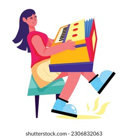 Ilustración plana moderna del jugador de armonio  