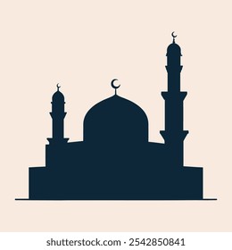 Ilustração plana moderna do projeto da arquitetura da mesquita islâmica
