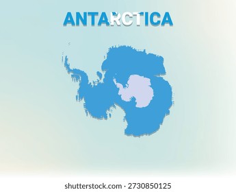A modern flat illustration of the map of Antarctica filled with the national flag of Antarctica
