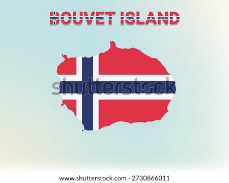 A modern flat illustration of the map of Bouvet Island filled with the national flag of Bouvet Island