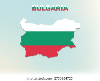 Una ilustración plana moderna del mapa de Bulgaria lleno con la bandera nacional de Bulgaria