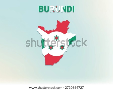 A modern flat illustration of the map of Burundi filled with the national flag of Burundi