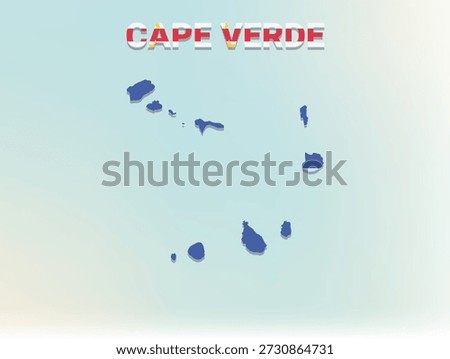 A modern flat illustration of the map of Cape Verde filled with the national flag of Cape Verde