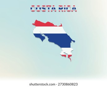 Eine moderne, flache Abbildung der Karte von Costa Rica, gefüllt mit der Nationalflagge von Costa Rica