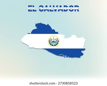 Eine moderne, flache Abbildung der Karte von El Salvador, gefüllt mit der Nationalflagge von El Salvador