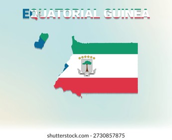 A modern flat illustration of the map of Equatorial Guinea filled with the national flag of Equatorial Guinea
