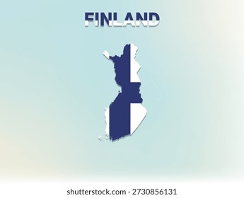 Eine moderne flache Abbildung der Karte von Finnland gefüllt mit der Nationalflagge von Finnland