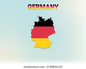 A modern flat illustration of the map of Germany filled with the national flag of Germany