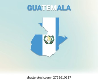 A modern flat illustration of the map of Guatemala filled with its national flag