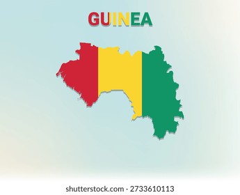 Uma ilustração plana moderna do mapa da Guiné cheia de sua bandeira nacional