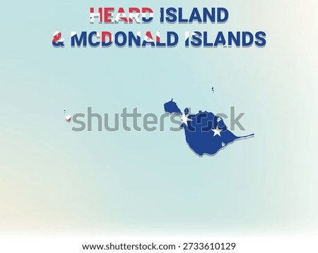 A modern flat illustration of the map of Heard Island and McDonald Islands filled with its national flag