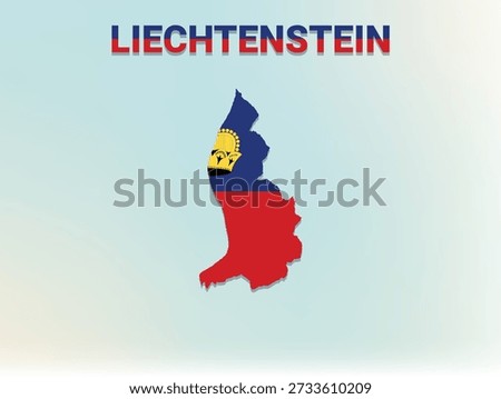A modern flat illustration of the map of Liechtenstein filled with its national flag