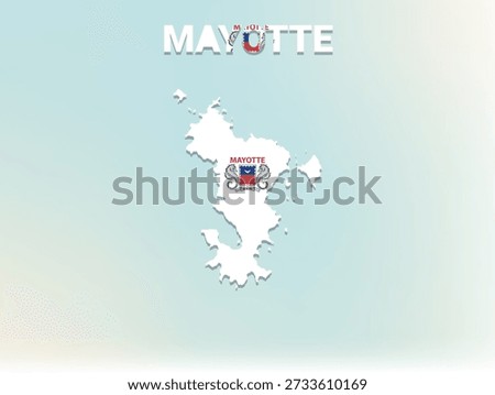 A modern flat illustration of the map of Mayotte filled with its national flag