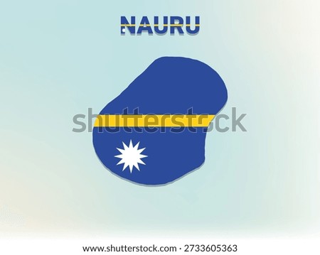 A modern flat illustration of the map of Nauru filled with its national flag