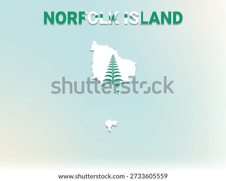 A modern flat illustration of the map of Norfolk Island filled with its national flag