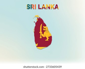 A modern flat illustration of the map of Sri Lanka filled with its national flag